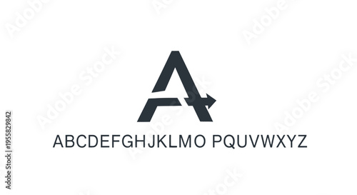 Alphabet lettering with arrows and text.