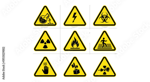 Collection of warning signs and symbols.