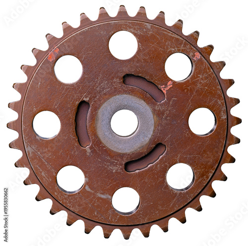 A sprocket from the internal timing system. Isolated background.