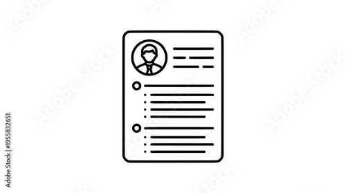 Professional Resume Curriculum Vitae Line Icon for Job Application and Recruitment