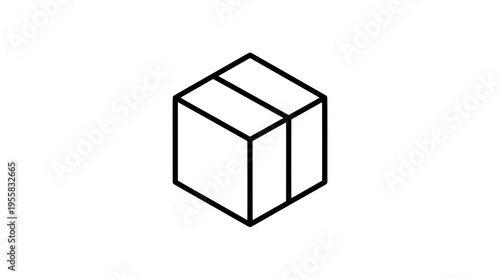 Isometric Cardboard Box Icon for Shipping and Storage