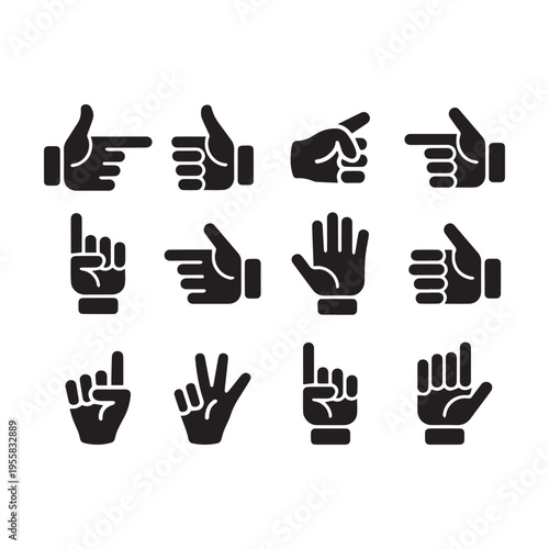 Like Pointing and Victory Hand Signs Vector Icons.