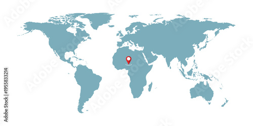 World map illustration with pinpointed Africa.