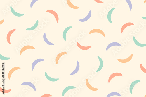 Colorful pattern of curved shapes on light background for design and decoration in various applications