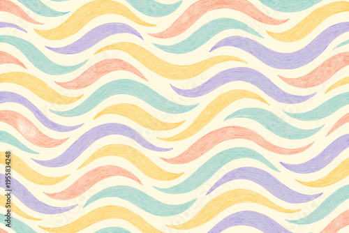 Colorful wave patterns create a soft background design in pastel shades for art and decor use