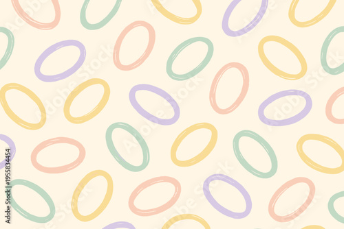 Colorful pattern of overlapping ovals on a light background with soft pastel shades in a simple arrangement