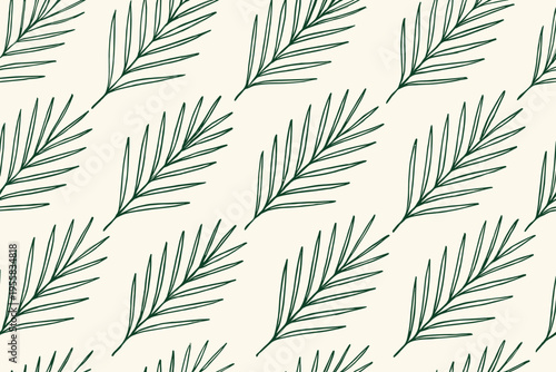 Pattern of green leaves on a light background showing a repeating design