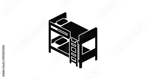 Simple illustration of a black bunk bed in a minimalist silhouette