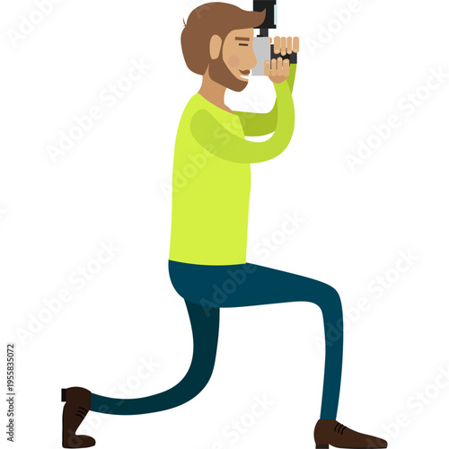 Photographer making photo on digital camera vector icon