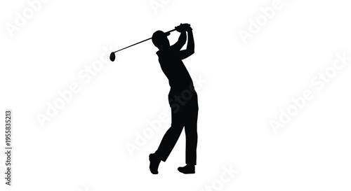 Golfer taking a swing captured in a striking black silhouette