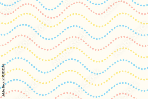 Pattern of wavy lines and dots in pastel colors on a light background used for design
