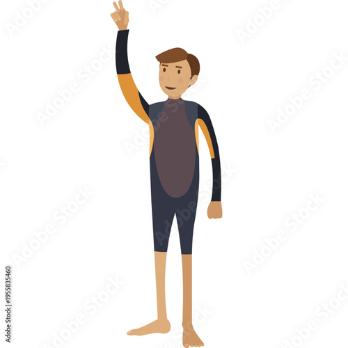 Diver in swimming suit vector icon