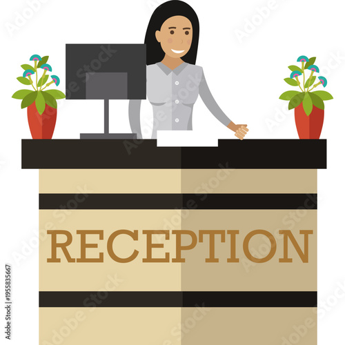 Receptionist at hotel vector icon