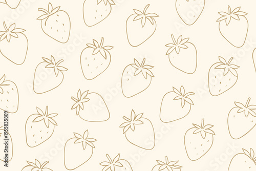 Simple pattern of strawberries on a light background showing the design in a repeated layout