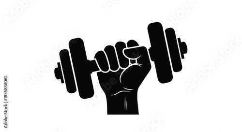 A strong hand firmly gripping a barbell weight a powerful silhouette