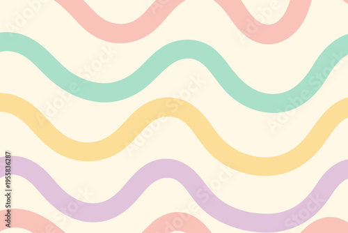 Wavy lines in soft colors on a light background showing simple patterns and designs for decorative purposes