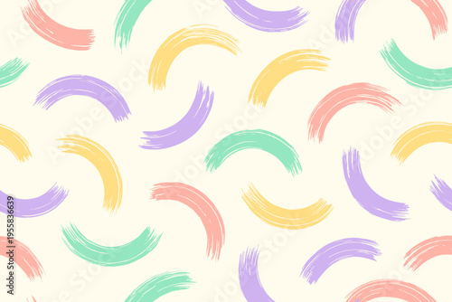 Abstract design with colorful brush strokes on a light background in a random pattern