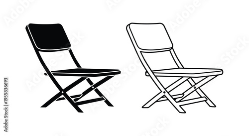 Two folding chairs one solid one outline a striking silhouette