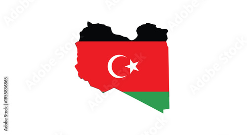 Algeria s national flag depicted as a country shaped silhouette