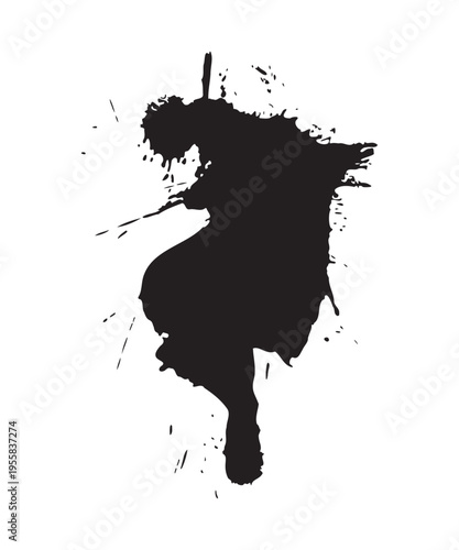 Vector black ink brush blots, grunge design element, mud banner, watercolor design, dirty texture. Isolated brush strokes on white background