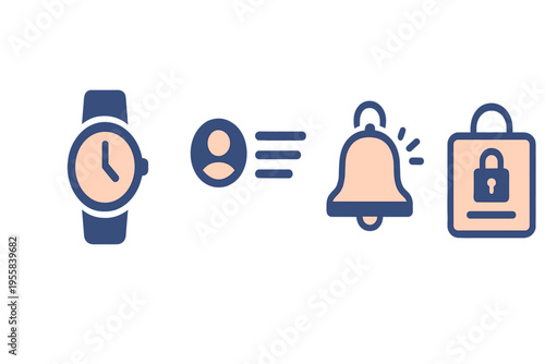 Digital watch shows time with notification bell and secure lock icon indicating user activity and alerts in a tech setting