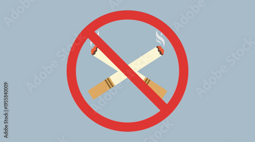 No Smoking Sign with Crossed Cigarettes.
