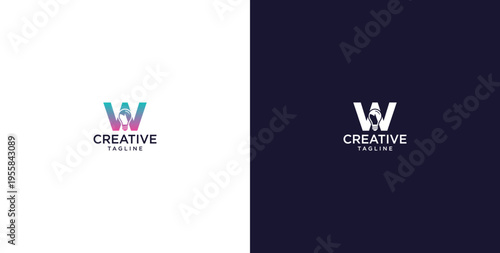 smart bulb logo icon. bulb logo technology. initial logo design W