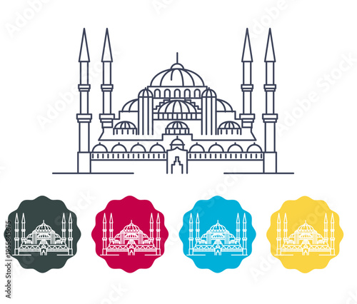 The Sultan Ahmed Mosque - The Blue Mosque - Istanbul - Stock Illustration