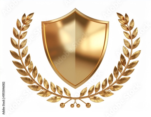 golden shield with laurel wreath