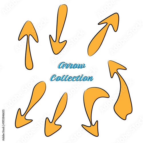 Business element icon in doodle style, arrow, infographic. Isolated vector illustration design. Hand drown business icon. Business idea concept.