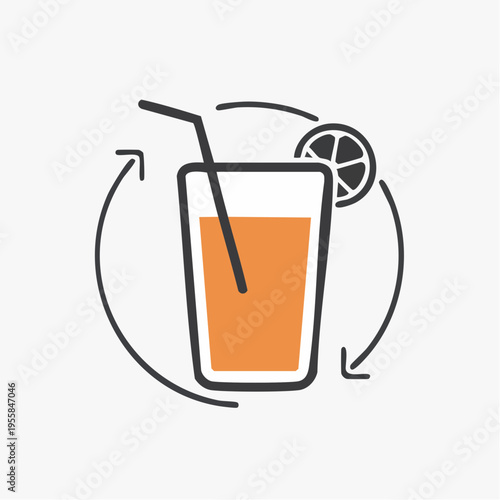 Saft Glas Icon minimalistisch