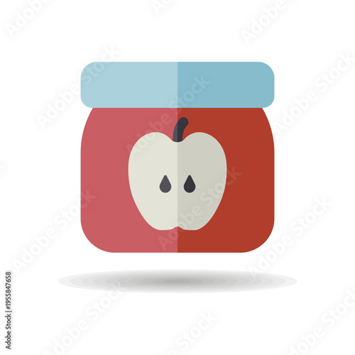 Jar of baby food with apple puree vector icon
