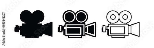 Retro Film Camera Icon Set - Classic Movie Camcorder Symbols