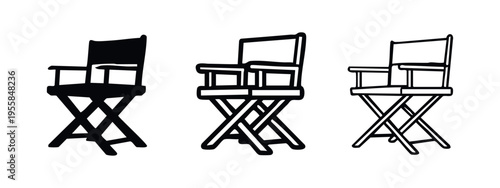 Director's Chair Icon Set - Classic Film Production Symbol