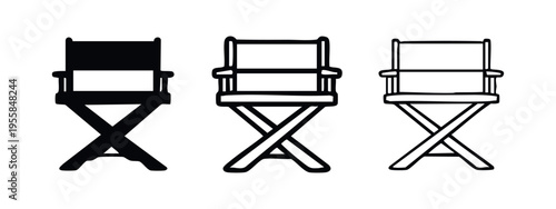 Classic Director's Chair Icon Set - Front View Movie Symbol