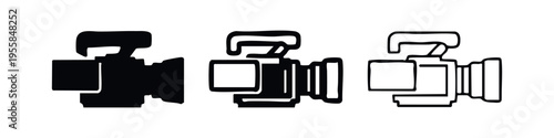 Contemporary Video Camera Icon Set - Professional Filming Camcorder Symbols