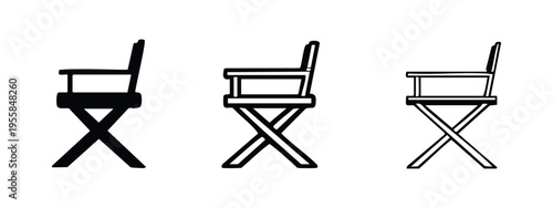Side View Director's Chair Icon Set - Film Production Symbol
