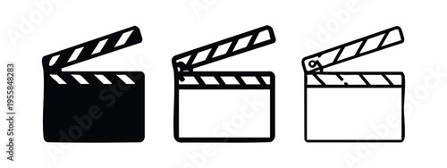 Open Clapperboard Icon Set - Cinema Production Action Symbol