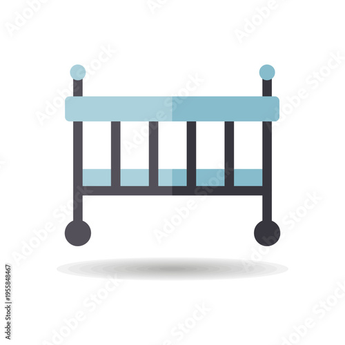 Classic wooden baby crib vector isolated icon