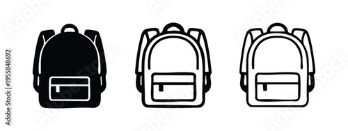 Classic Backpack Icons Set for School, Travel, and Outdoor Activities