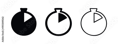 Stopwatch Timer Icon Set: Quarter Progress Symbol for Time Measurement