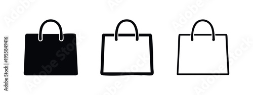 Simple Shopping Bag Icons Set, Retail and Purchase Vector Symbols