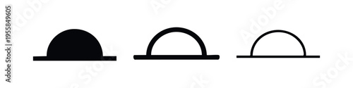 Abstract dome or arch shape icon set, minimalist architectural element symbols