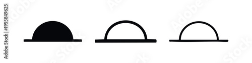 Minimalist Black Hat Icon Set with Filled and Outline Styles for Fashion and Headwear Concepts
