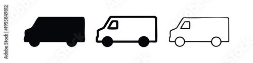 Delivery van or cargo truck icon set for shipping services.