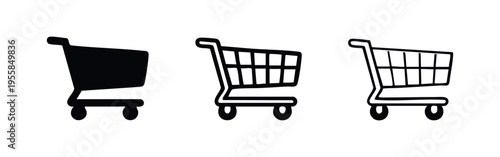 Shopping Cart Icons Set. Basket, Retail, E-commerce Symbol Collection
