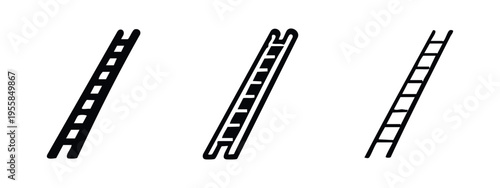 Straight Ladder Icons Set. Extension, Maintenance, Construction Tool