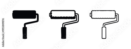 Paint Roller Icons Set. Painting, Decoration, Home Improvement Tool