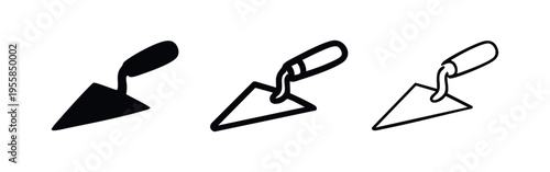 Mason's trowel building tool icon set