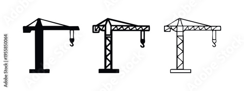Tower Crane Construction Equipment Icon Set